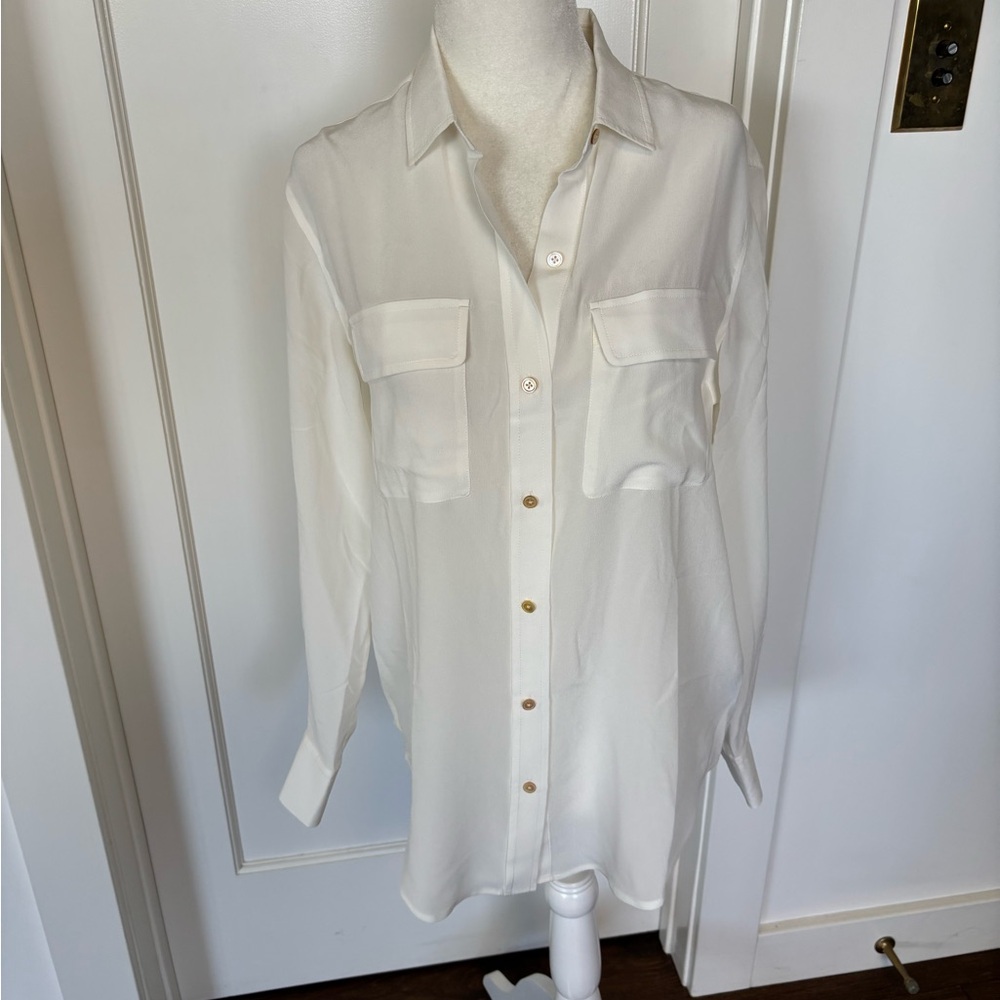 EVERLANE THE UTILITY SHIRT IN WASHABLE SILK SZ 2 #0888 - Picture 2 of 6